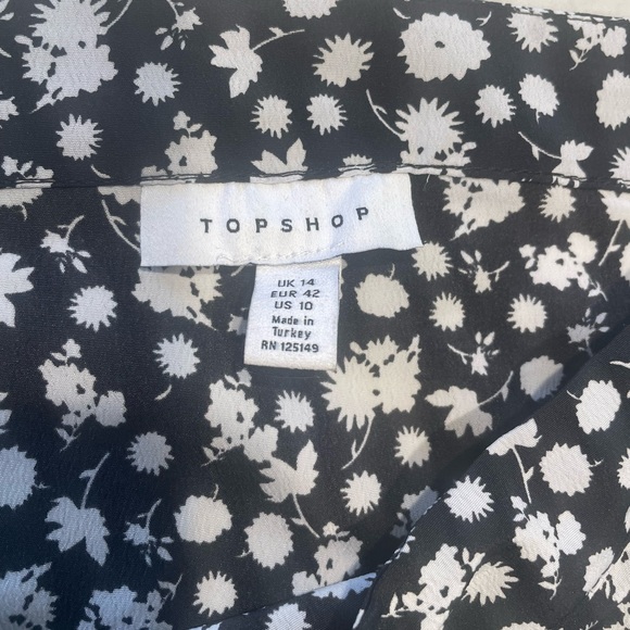 Topshop Black And White Floral Print Wrap Midi Skirt size 10 - Picture 4 of 5